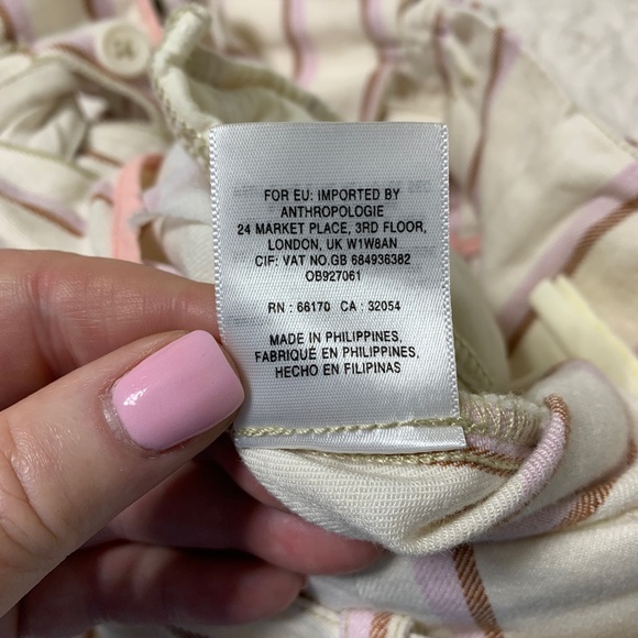 Anthropologie Edisto Paperbag-Waisted Linen Blend Striped Shorts Sz 2 - Picture 8 of 10